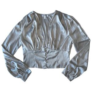 WOMENS SATIN BLOUSE, CHAMPAGNE COLOUR, SIZE M | TRIPLE SEVEN